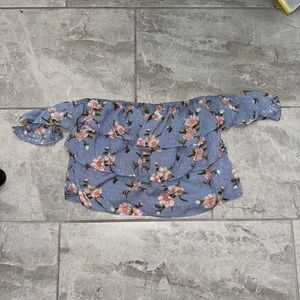 american eagle off the shoulder flower shirt